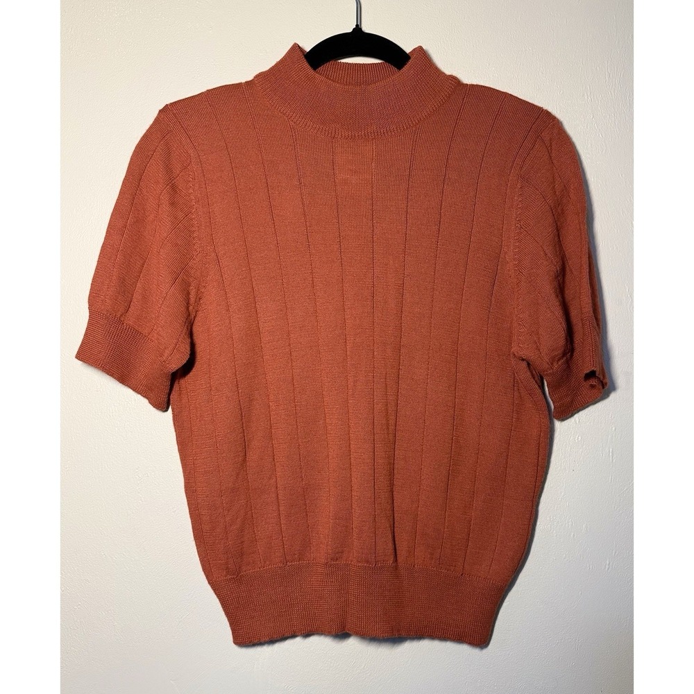 Harve Benard Collection Sweater Womens Medium Mock Neck Short Sleeve Wool Blend